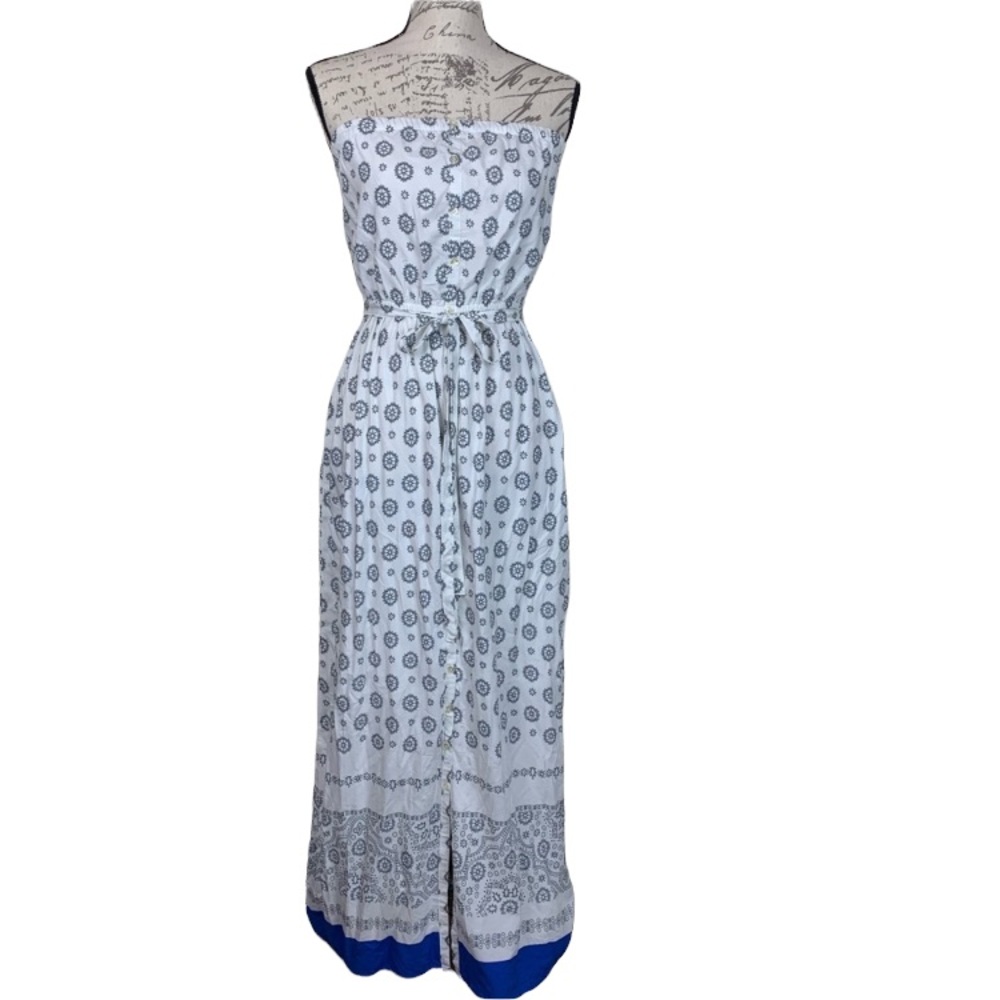 Old Navy Strapless Print Maxi Dress Cottagecore Vaca Mode Boho‎ Vibes